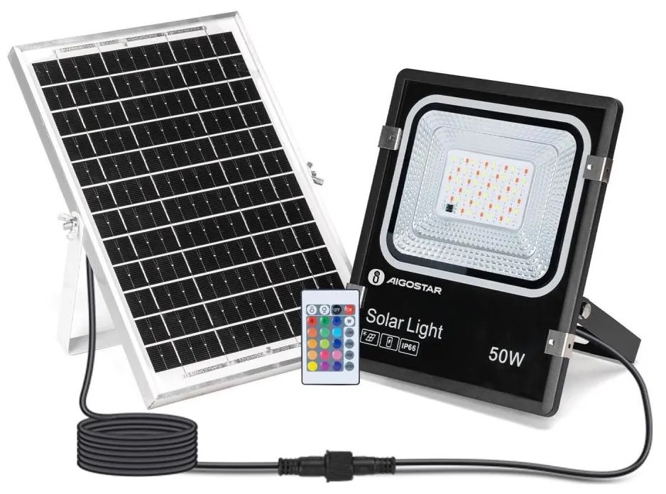 Aigostar - LED RGB соларен прожектор 50W/3,2V IP66 с димер и DO