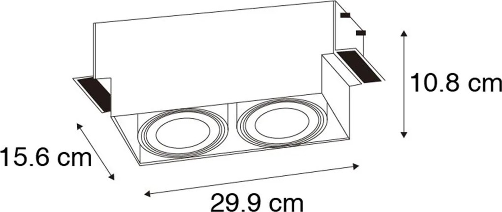 Вграден прожектор черен GU10 AR111 без рамка 2-светлина - Oneon