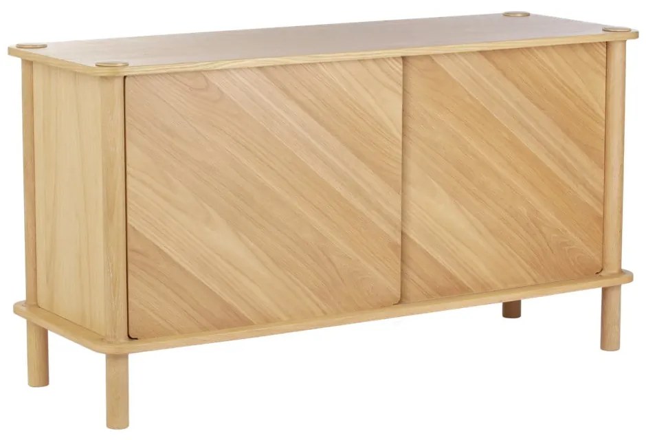 Скрин от масивен дъб с плъзгащи се врати в естествен цвят 135x73,5x48 cm Italic – UMAGE