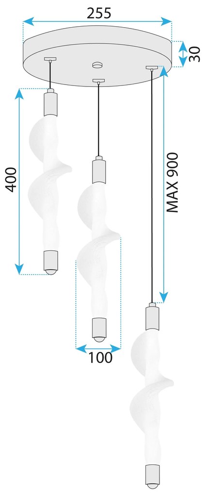 Лампа LED G009-3CPR WHITE/GOLD