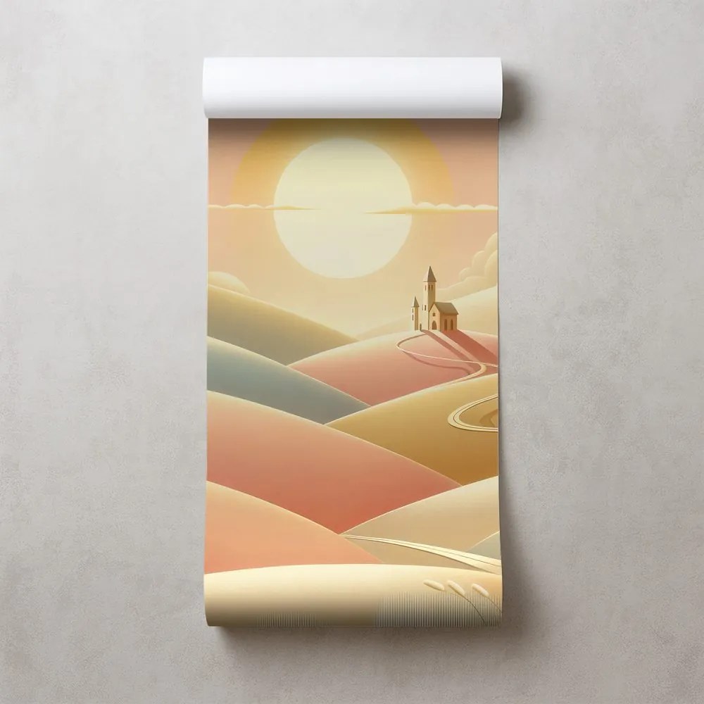 Тапет – Пастелна природа с църква