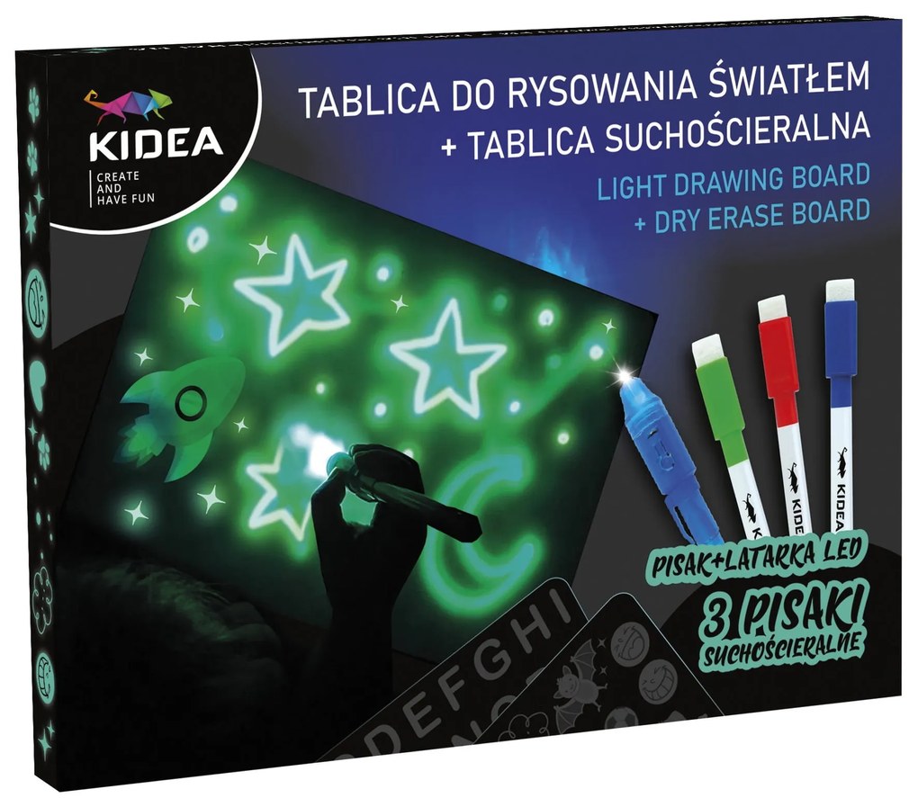 Kidea - Магическа дъска с маркери и фенерче 85781