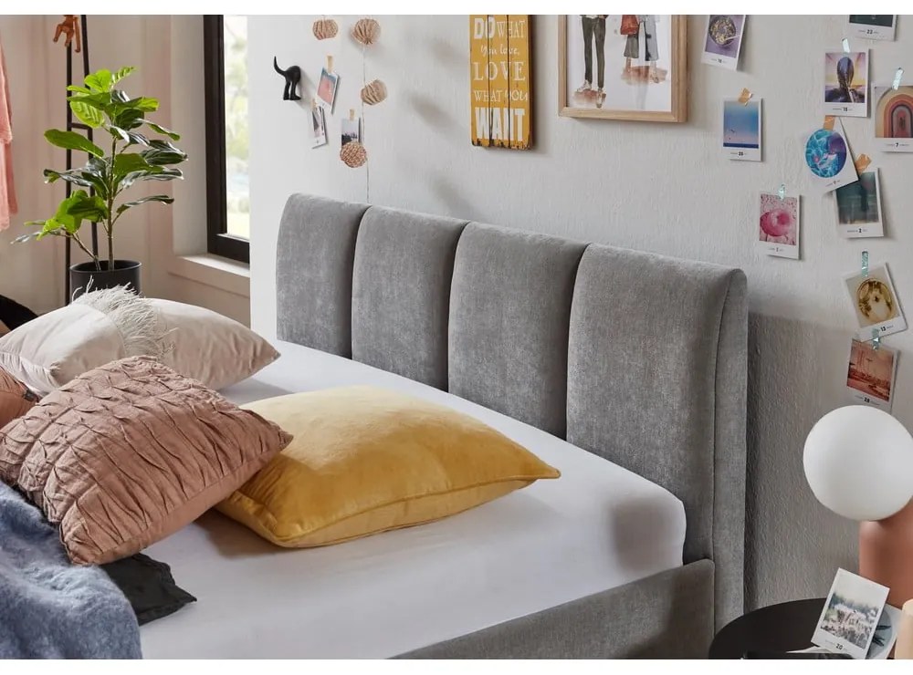 Сиво единично легло 120x200 cm тапицирано без ламелно дъно Joker – Meise Möbel