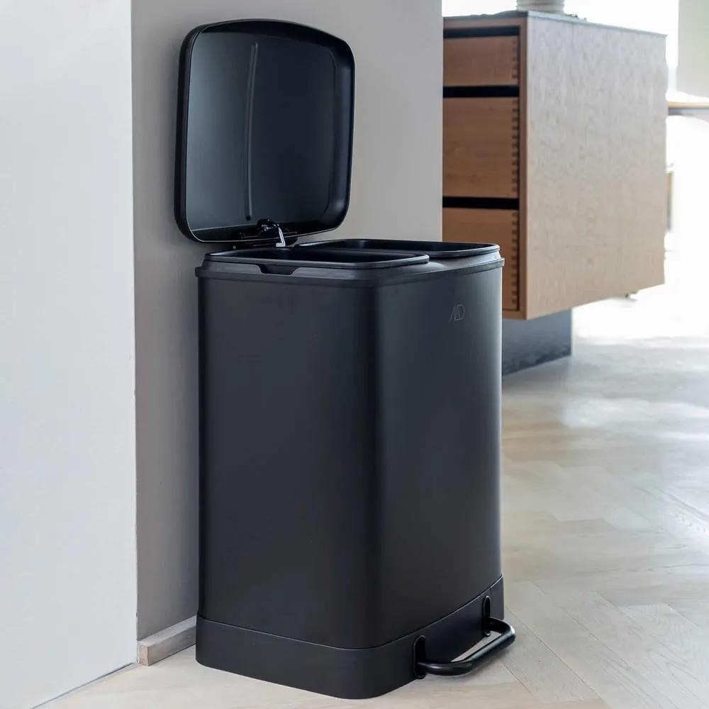 Черно метално кошче за боклук за рециклиране/с педал 24 l Wonda – Mette Ditmer Denmark
