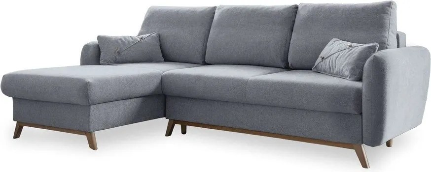 Светлосив ъглов разтегателен диван, ляв ъгъл Scandic Lagom - Miuform