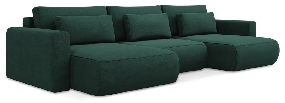 Зелен разтегателен ъглов диван с място за съхранение (U форма) Kapua – Makamii