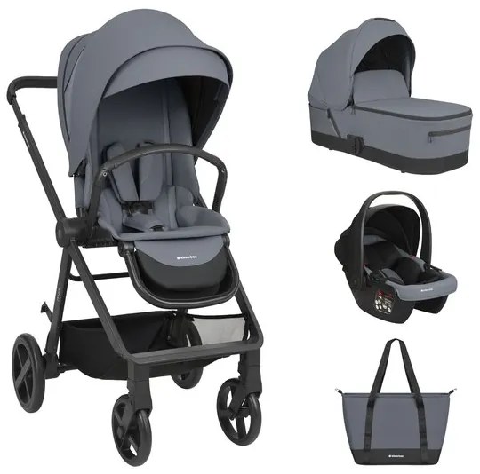 Бебешка количка 3в1 с кош за новородено Mia KIKKABOO - Grey