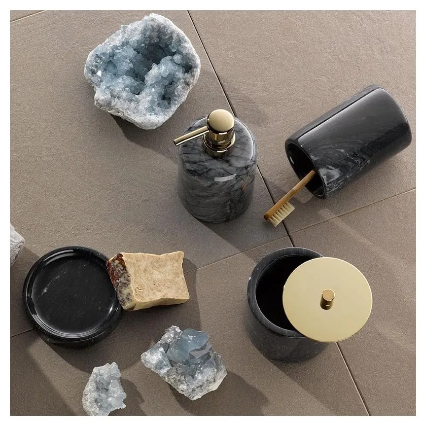 Черна мраморна чаша за четки за зъби Liron - Kela