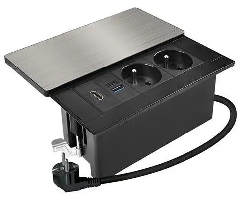 Solight PP128C-PD20-HDMI - Вградена розетка 20W 2 гнезда +USB-A+ USB-C+ HDMI