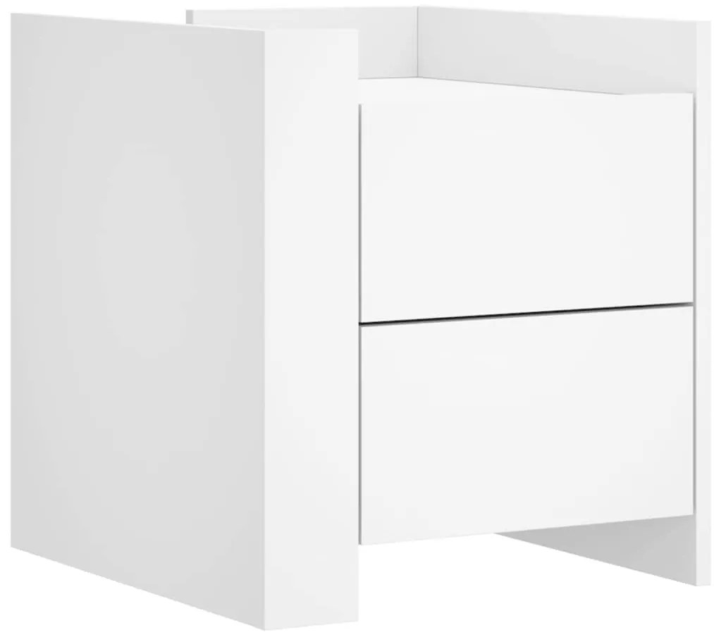 848283 vidaXL Нощно шкафче, бяло, 45x50x50 см, инженерно дърво