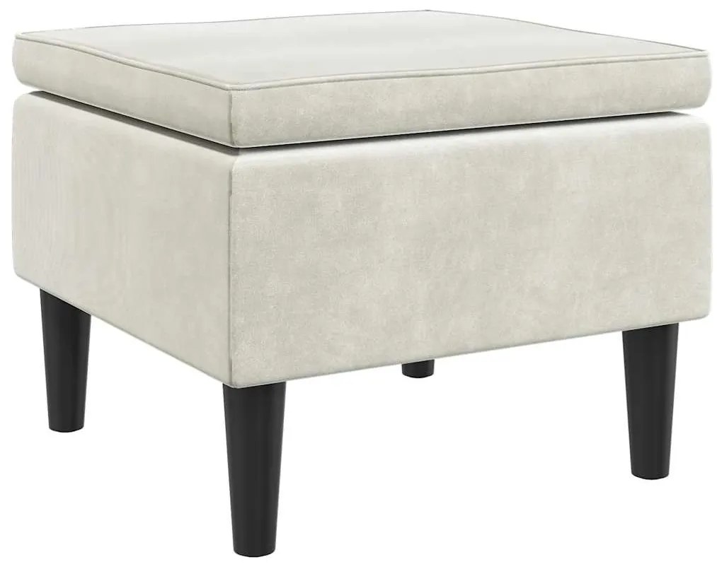 329445 vidaXL Табуретка с дървени крака, кремава кадифена