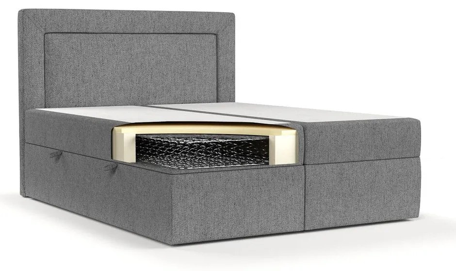Сиво боксспринг легло с място за съхранение 180x200 cm Imagine – Maison de Rêve