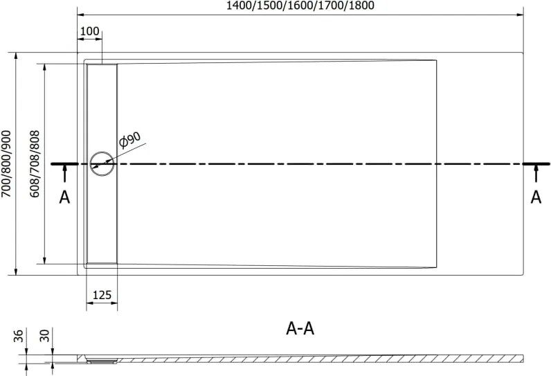 Mexen Amon правоъгълна душ корито SMC 140 x 70 см, бял - 4F107014