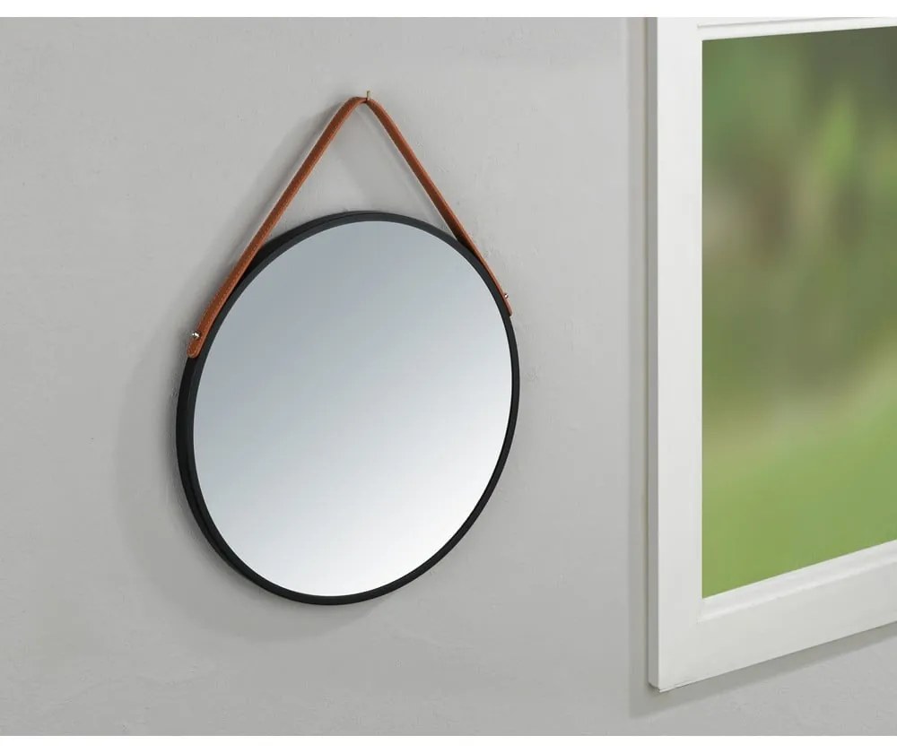 Черно огледало за окачване, ø 40 cm Borrone - Wenko