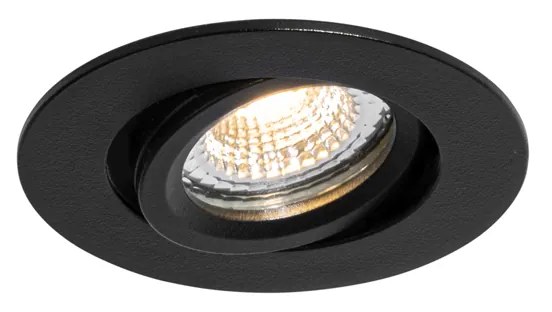 Вграден прожектор черен, накланящ се 6,5см с LED IP54 Ултра тънък - Pupil