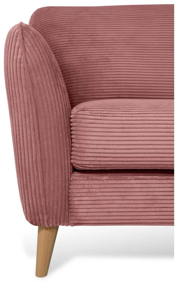 Розов ъглов диван от рипсено кадифе (десен ъгъл) Paris – Scandic