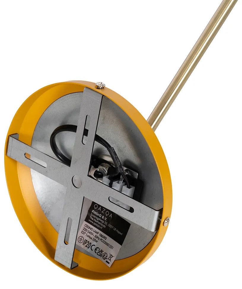 Ретро таванна лампа жълта с бронз - Милу