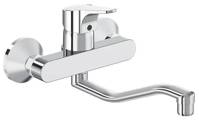 Стенен смесител за кухня, Vidima, B1929AA, с тръбен чучур