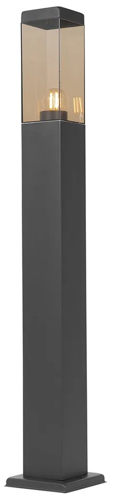 Модерна лампа за стълб за външен монтаж тъмно сива с опушен 80 см - Malios