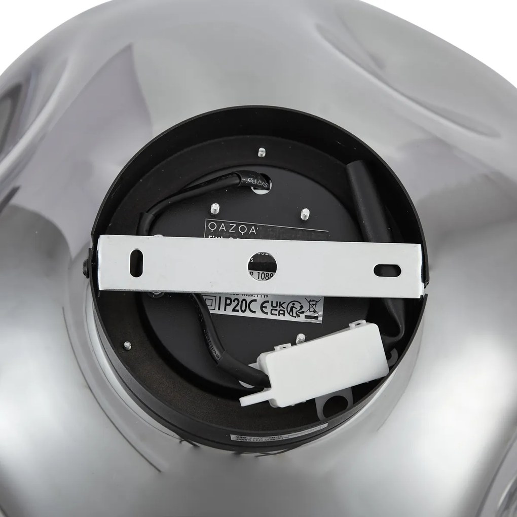 Дизайнерска таванна лампа черна с димно стъкло - Gemma