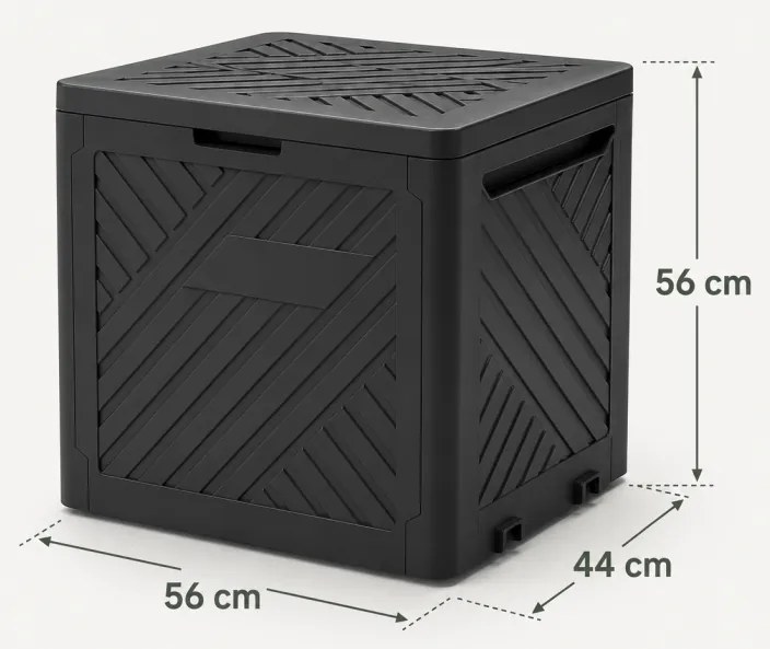Градинска кутия за съхранение 120 л, антрацит, с капак – 56 x 56 x 44 см