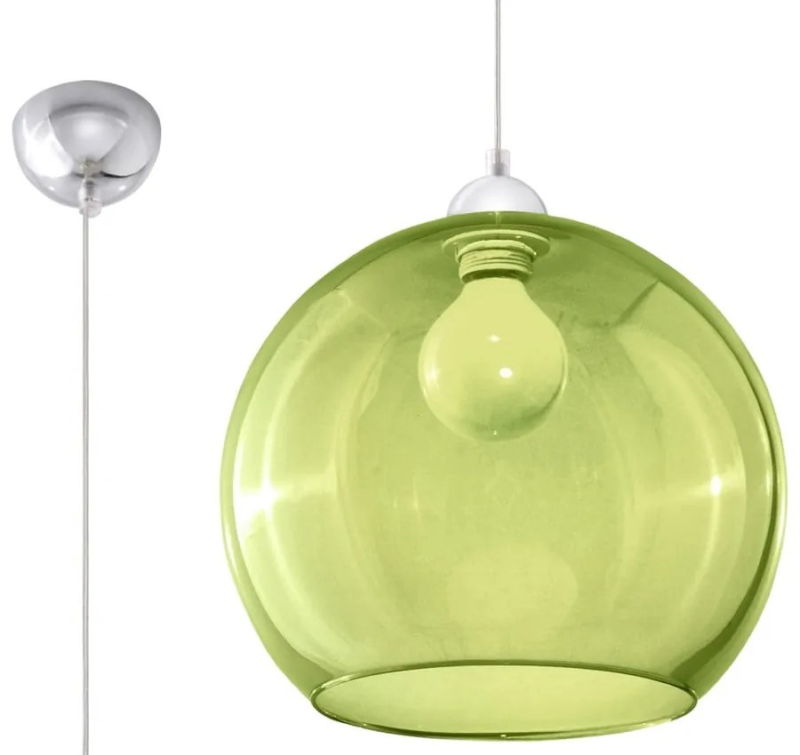 Зелена висяща лампа със стъклен абажур ø 30 cm Bilbao - Sollux