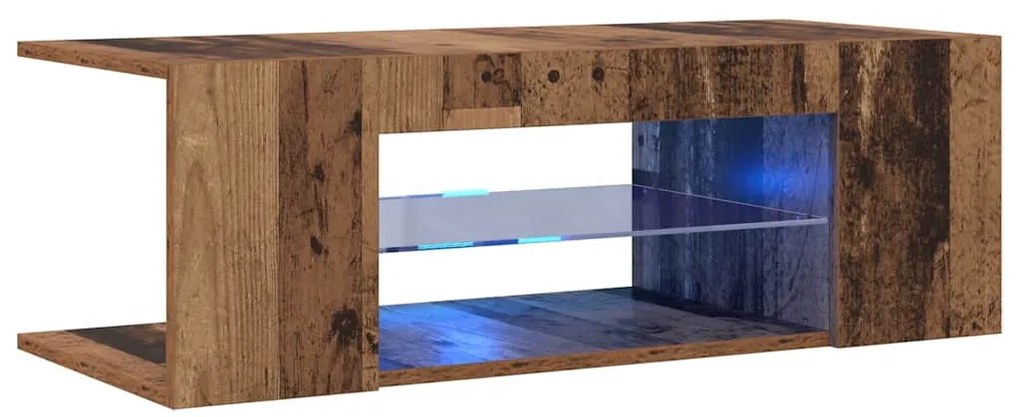 856325 vidaXL ТВ шкаф с LED светлини Старо дърво 90x39x30 cm