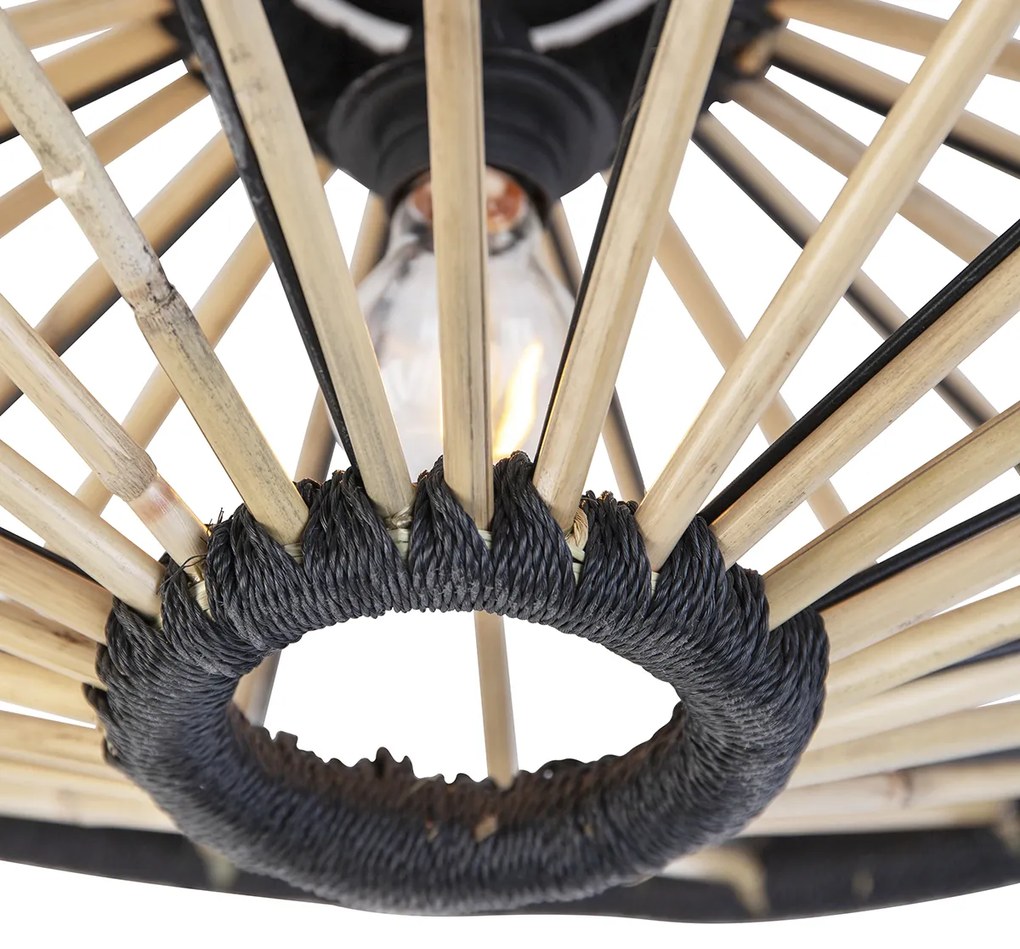 Ориенталски таванен аплик бамбук с черно 60 см - Evalin