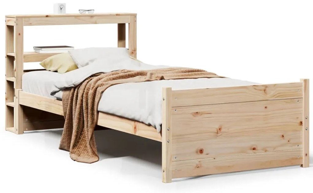 3306017 vidaXL Рамка за легло с табла, 100x200 см, борово дърво масив