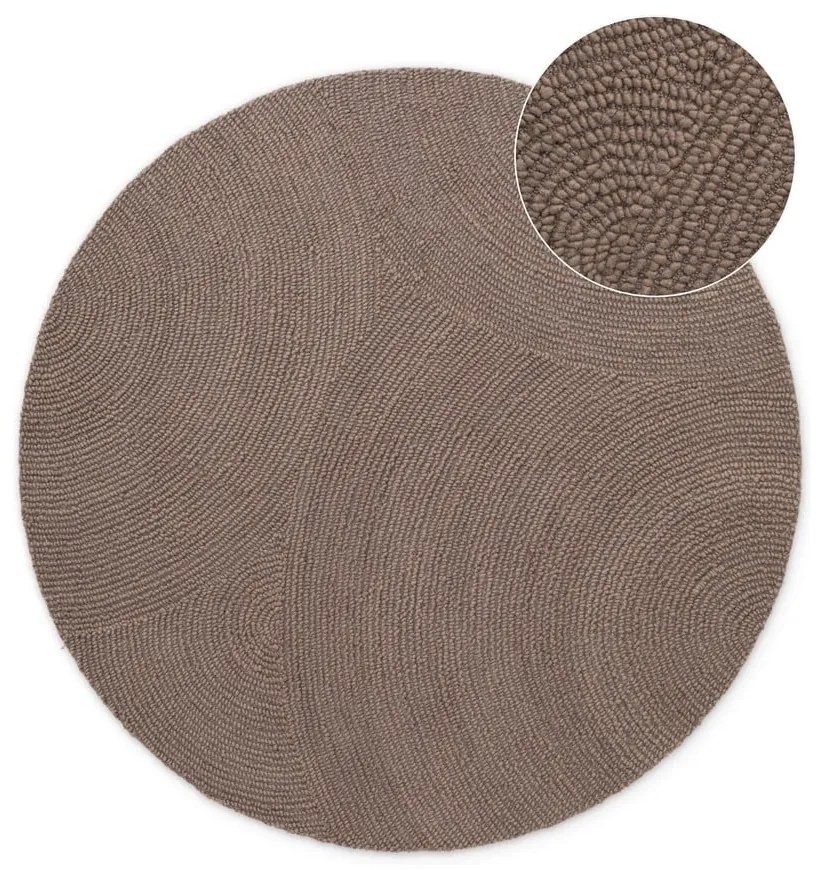 Ръчно изработен вълнен кръгъл килим в кафяво-сив цвят ø 200 cm Eleni Taupe – Hanse Home
