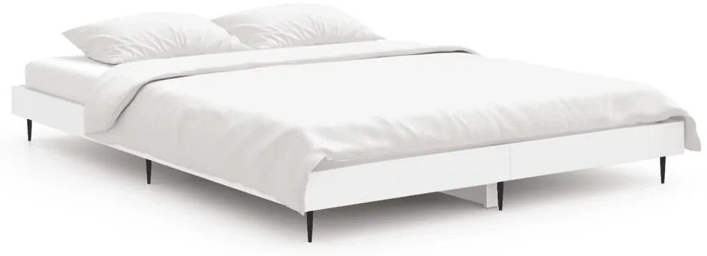 832277 vidaXL рамка за легло, бяла, 140x190 см, инженерно дърво