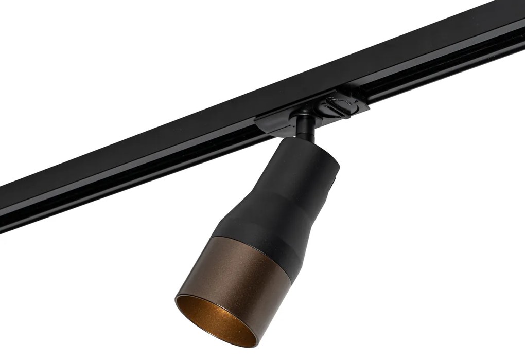 Модерен прожектор черен с тъмно бронзов интериор за релсова система 1-фазен - Iconic Kohua