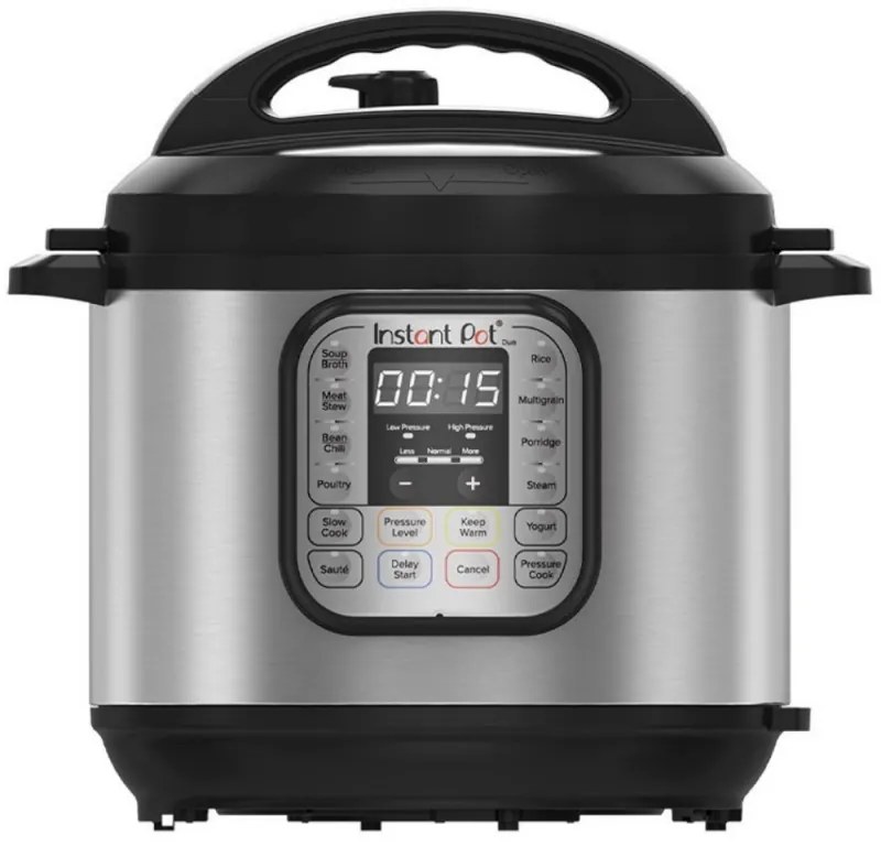 Мултикукър под нялагане Instant Pot DUO 6 112018201, 1000W, 5.7l, 13 програми, 7 функции, Система за безопасност, Сребрист/черен