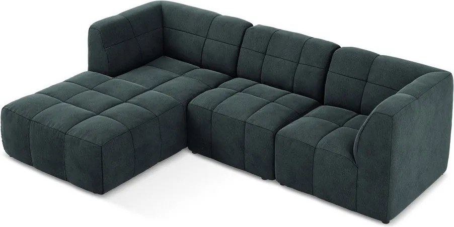 Син кадифен ъглов диван (ляв ъгъл) Aloha – Makamii