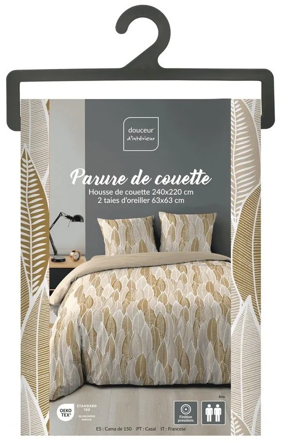 Двойно удължено спално бельо от микрофибър в цвят жълта охра 240x220 cm Kim – douceur d'intérieur