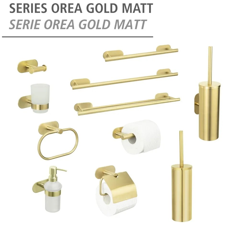 Самостоятелна четка за тоалетна от неръждаема стомана в златист цвят Orea Gold - Wenko