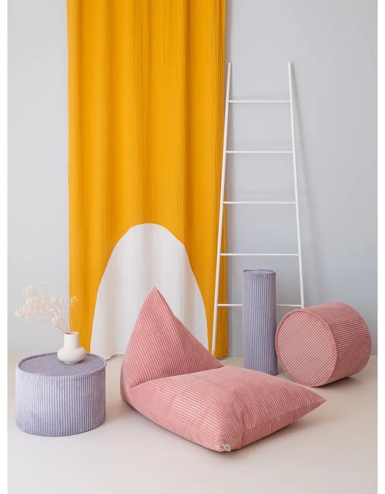 Розов детски пуф от рипсено кадифе Big Lounger – Wigiwama