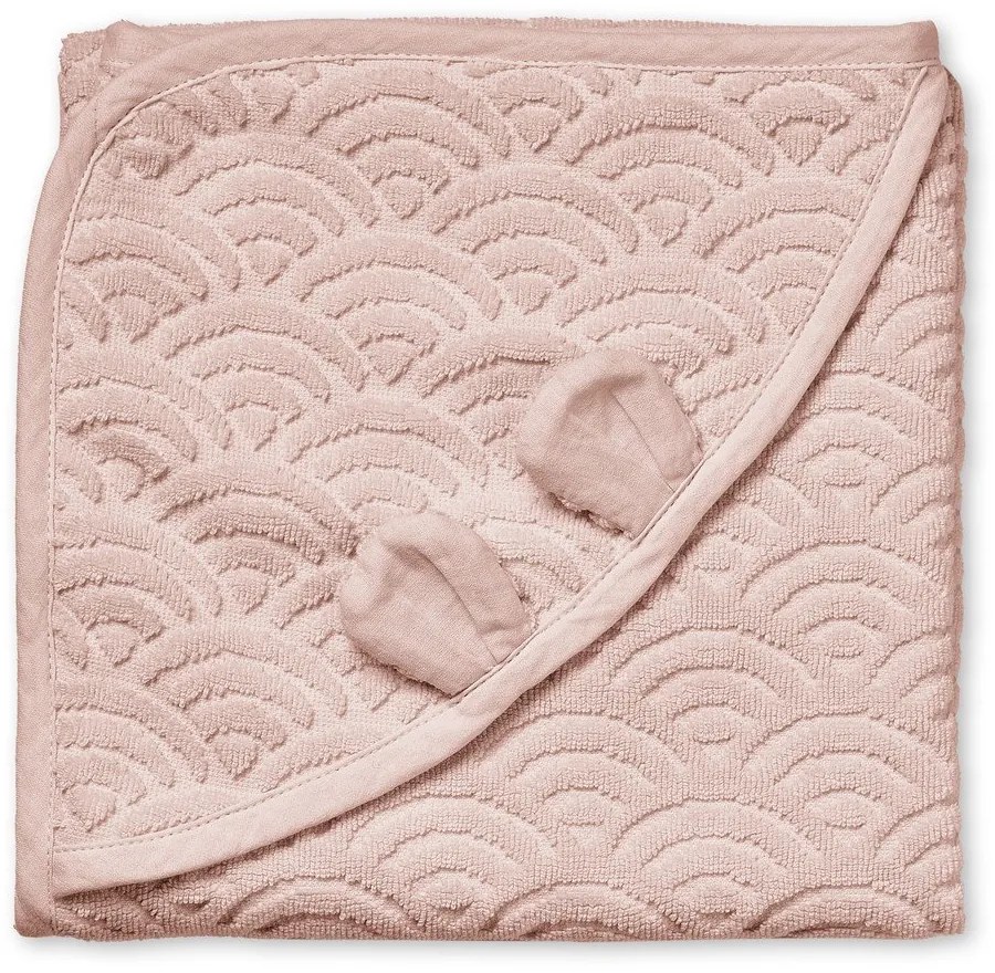 Сиво-розова детска хавлия с качулка от органичен памук 80x80 cm Dusty Rose – Cam Cam Copenhagen