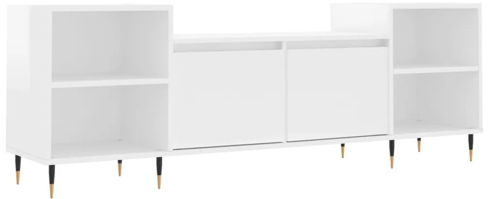 831334 vidaXL ТВ шкаф, бял гланц, 160x35x55 см, инженерно дърво