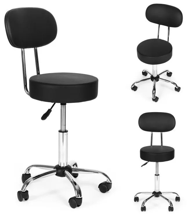 Регулируем на височина въртящ се стол с облегалка Бял