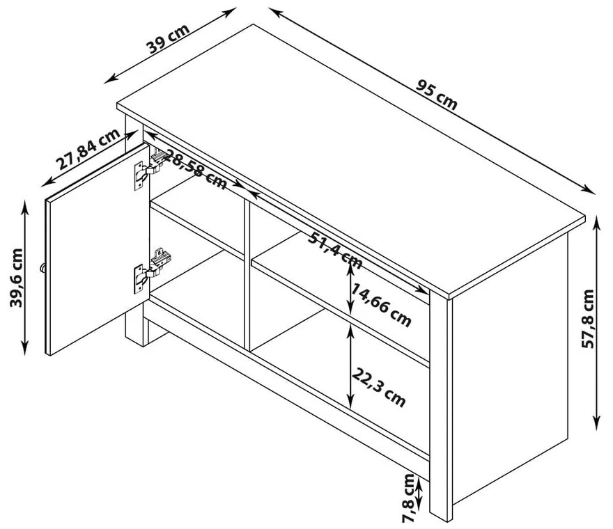 Масичка за телевизор с дъбов декор в сив/естествен цвят 95x58 cm Emerald - Støraa