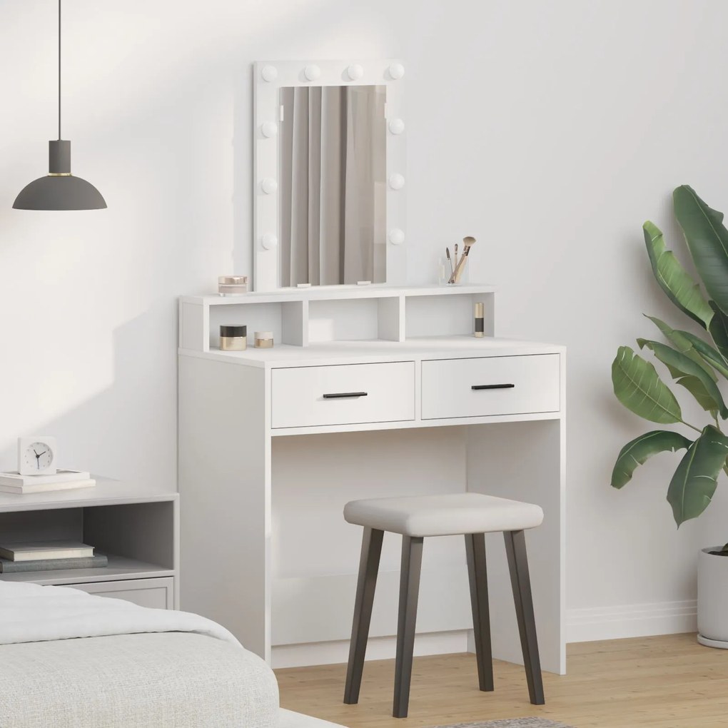 Sonata H Тоалетка с LED лампи Бяло 79x41x140 см