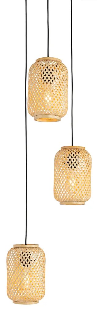 Ориенталски висящ аплик бамбук 3-светлина - Yvonne