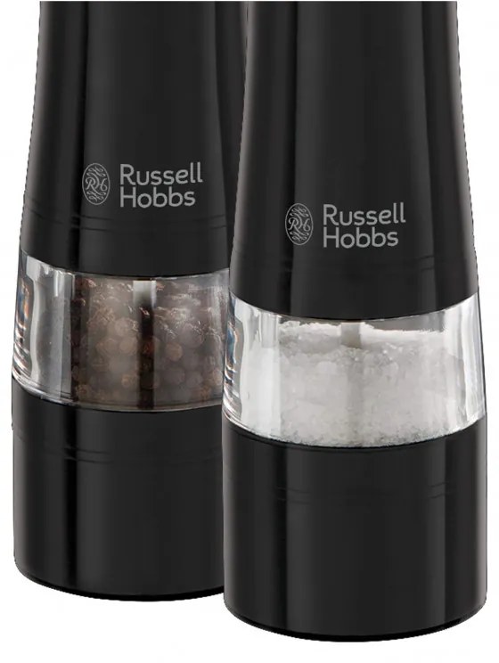 Електрически мелнички за сол и пипер Russell Hobbs Black 28010-56, Керамичен механизъм, LED, Черен