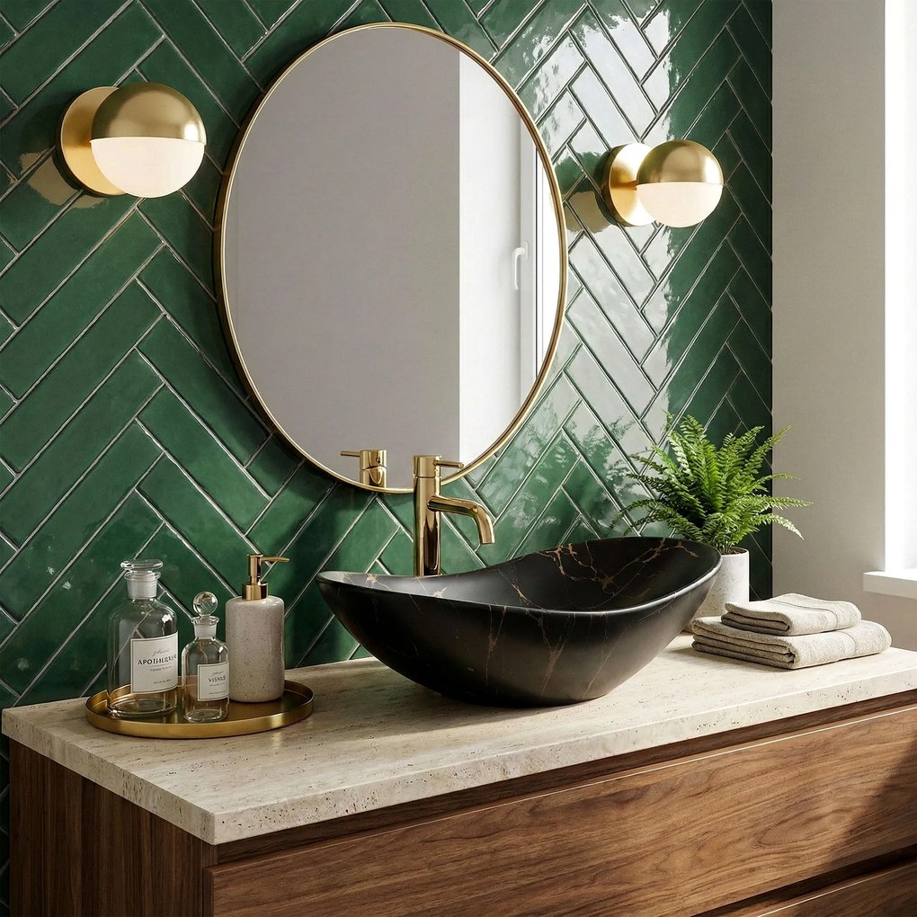 Умивалник за плот Rea Royal 60 Black Marble Mat