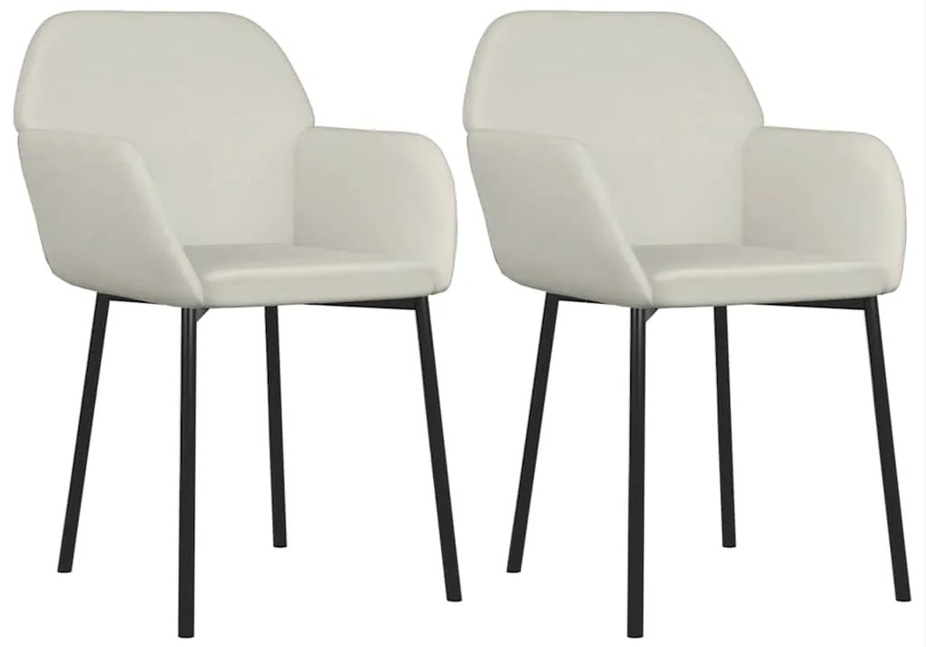 344710 vidaXL Трапезни столове, 2 бр, кремави, кадифе