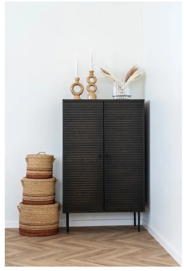 Тъмнокафяво шкафче от декор от дъб 80x130 cm Kyoto – House Nordic