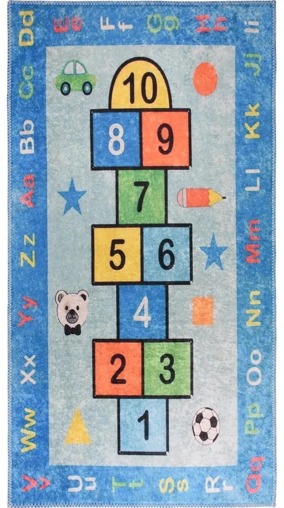 Синьо детско килимче за игра подходящо за пране 100x160 cm Hopscotch Blue – Vitaus