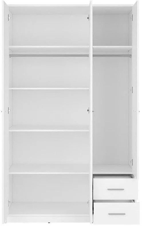 Трикрилен гардероб NEPO SZF3D2S / бяло