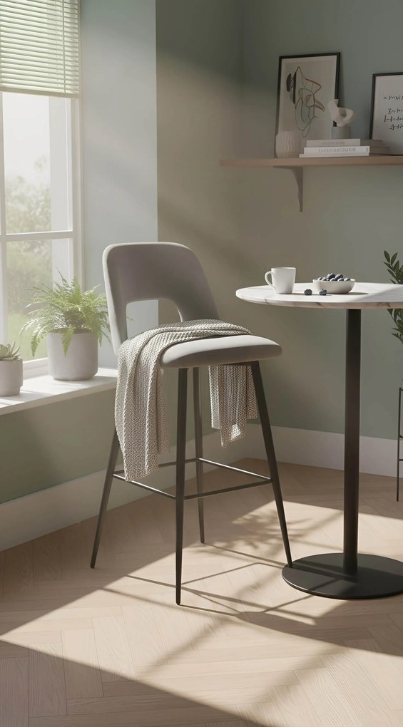 Бар стол Pawel-Сив (4) парчета